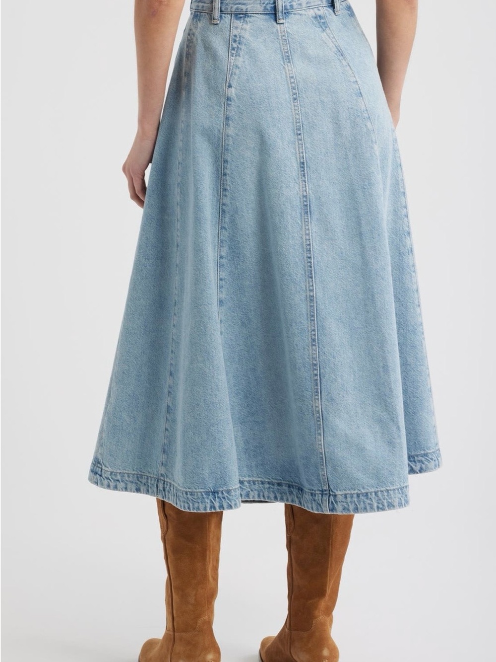 Madewell NWT Light Blue Denim A-Line Midi Skirt - Picture 2 of 12